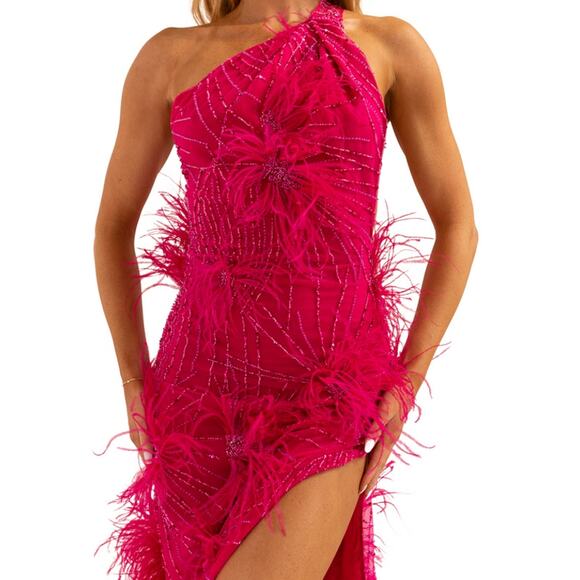 MadebyILA Julia 100% Silk Ostrich Feather Burlesque Party Formal Prom Goddess XS - Picture 4 of 15